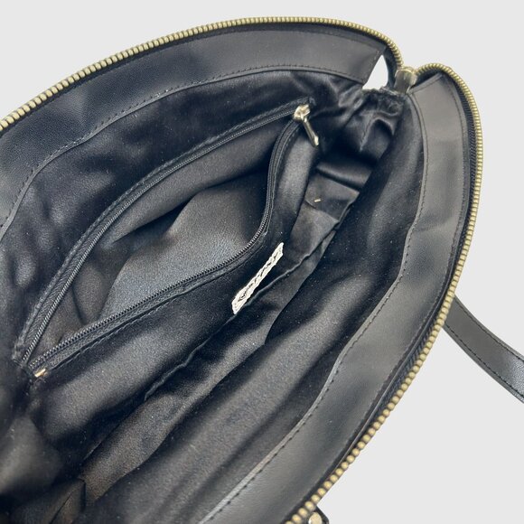 Roxy Womens Blue Denim & Black Faux Leather Handbag  Dual Handles & Zip Closure - Picture 5 of 10